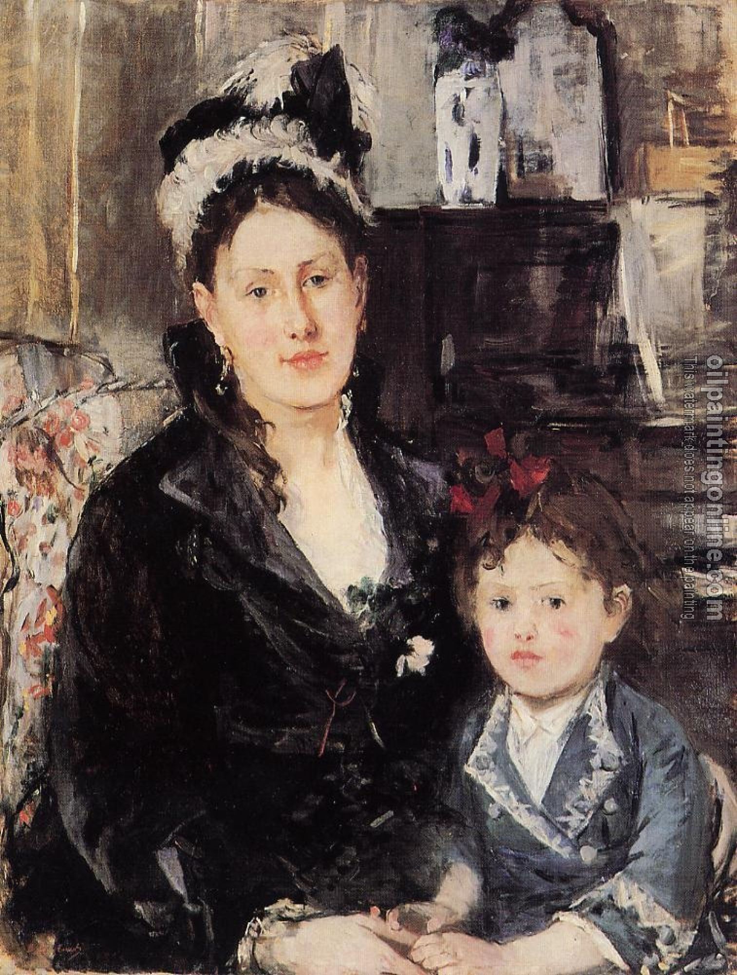 Morisot, Berthe - Portrait of Maria Boursier and Her Daughter